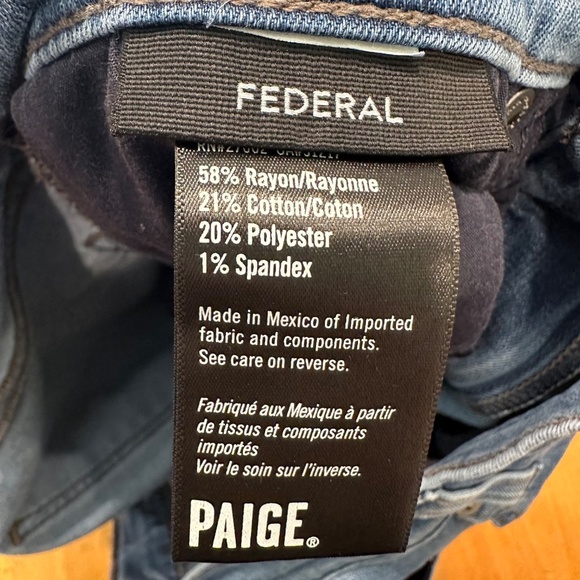 PAIGE Federal Men's Jeans Size 34 - Medium Wash, Blue Straight Leg - Picture 5 of 6